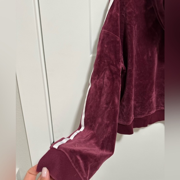 Adidas Original Velour Crop Hoodie - Picture 2 of 5